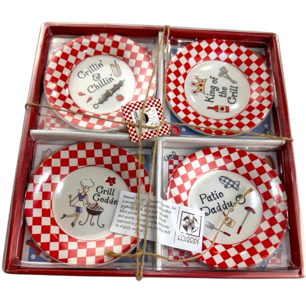 MWW Market Grillin Mini Plates Small 4 Ceramic New